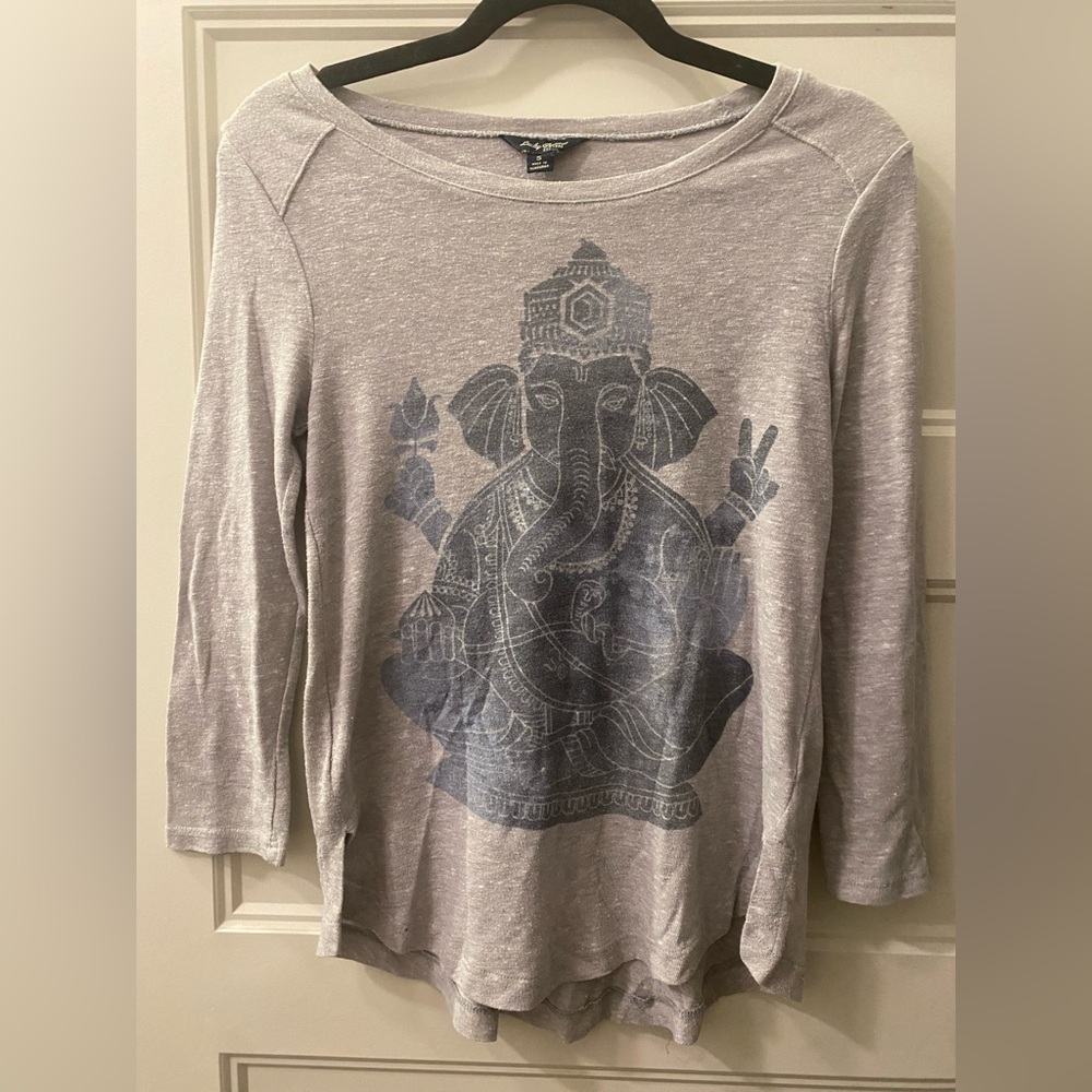 Lucky Brand~ Ganesha 3/4 Sleeve Top~ Size S